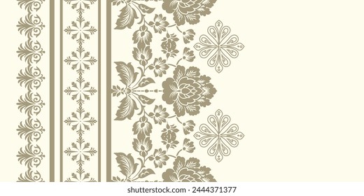 Floral pattern vector with two colors. Wallpaper design, paper wrapping, background, fabric. Vector seamless pattern with decorative climbing flowers.