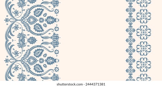 Floral pattern vector with two colors. Wallpaper design, paper wrapping, background, fabric. Vector seamless pattern with decorative climbing flowers.