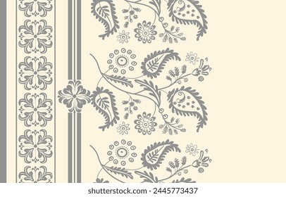 Floral pattern vector with two colors. Wallpaper design, paper wrapping, background, fabric. Vector seamless pattern with decorative climbing flowers.