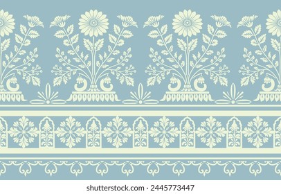 Vector de estampado floral con dos colores. Diseño de Fondo de pantalla, envoltura de papel, fondo, tela. Patrón sin costuras de Vector con flores de escalada decorativas.