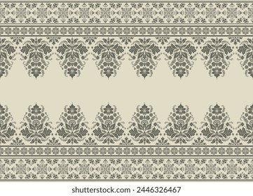 Floral pattern vector with two colors. Wallpaper design, paper wrapping, background, fabric. Vector seamless pattern with decorative climbing flowers.