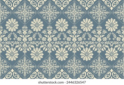 Floral pattern vector with two colors. Wallpaper design, paper wrapping, background, fabric. Vector seamless pattern with decorative climbing flowers.