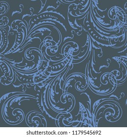 Floral pattern vector vintage elegant style, soft blue color