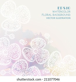 Floral pattern. Vector watercolor background. Grunge floral background.