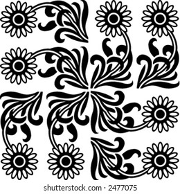 floral Pattern. Vectorized Scrolled Corner Design, elements used in design.