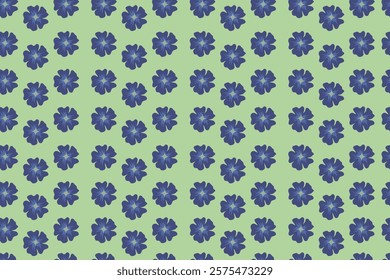 Floral pattern with vibrant blue flowers on a light green background for decorative design. Graphic pattern for fabric, wallpaper, packaging. Ornate Damask flower ornament