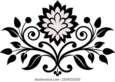 Floral Pattern in Victorian Style on a white background