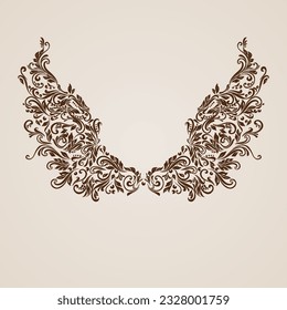 Floral pattern of vines in the shape of a hand on beige background