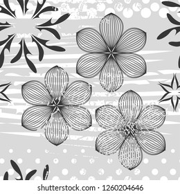 Floral pattern, vintage, nature, seamless vector background.