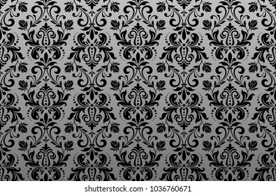 Floral pattern. Vintage wallpaper in the Baroque style. Seamless vector background. Black ornament for fabric, wallpaper, packaging. Ornate Damask flower ornament