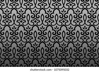 Floral pattern. Vintage wallpaper in the Baroque style. Seamless vector background. Black ornament for fabric, wallpaper, packaging. Ornate Damask flower ornament