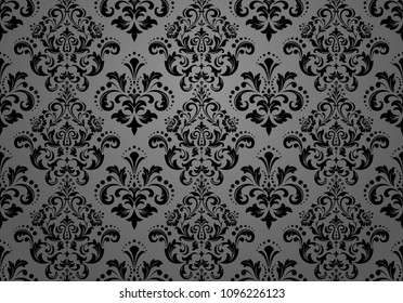 Floral pattern. Vintage wallpaper in the Baroque style. Seamless vector background. Black ornament for fabric, wallpaper, packaging. Ornate Damask flower ornament