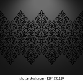 Floral pattern. Vintage wallpaper in the Baroque style. Seamless vector background. Black ornament for fabric, wallpaper, packaging. Ornate Damask flower ornament