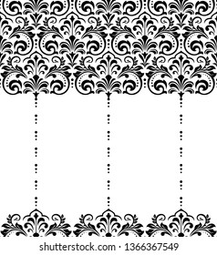 Floral pattern. Vintage wallpaper in the Baroque style. Seamless vector background. White and black ornament for fabric, wallpaper, packaging. Ornate Damask flower ornament