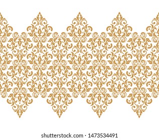 Floral pattern. Vintage wallpaper in the Baroque style. Modern vector background. White and gold ornament for fabric, wallpaper, packaging. Ornate Damask flower ornament