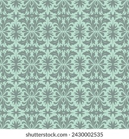 Floral pattern. Vintage wallpaper in the Baroque style. Seamless vector background. White and grey ornament for fabric, wallpaper, packaging. 