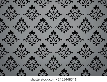Floral pattern. Vintage wallpaper in the Baroque style. Seamless vector background. White and gray ornament for fabric, wallpaper, packaging. Ornate Damask flower ornament