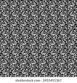 Patrón floral. Fondo de pantalla Antiguas en estilo barroco. Fondo de Vector inconsútil. Adorno blanco y negro para tela, Fondo de pantalla, embalaje. Adorno de flor de Damasco adornado.