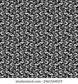 Floral pattern. Vintage wallpaper in the Baroque style. Seamless vector background. White and black ornament for fabric, wallpaper, packaging. Ornate Damask flower ornament.