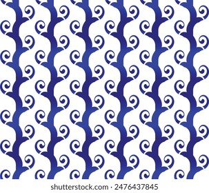 Floral pattern. Vintage wallpaper in the Baroque style. Seamless vector background. White and blue ornament for fabric, wallpaper, packaging. Ornate Damask flower ornament