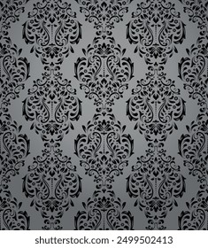 Floral pattern. Vintage wallpaper in the Baroque style. Seamless vector background. Gray and black ornament for fabric, wallpaper, packaging. Ornate Damask flower ornament