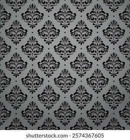 Floral pattern. Vintage wallpaper in the Baroque style. Seamless vector background. Gray and black ornament for fabric, wallpaper, packaging. Ornate Damask flower ornament