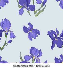 Floral pattern with violet irises