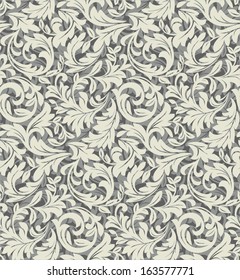 Floral Pattern. Wallpaper Baroque, Damask. Seamless Vector Background.