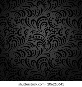 Floral pattern. Wallpaper baroque, damask. Seamless vector background. Flowers on a black background.