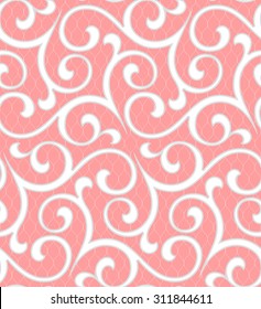 Floral pattern. Wallpaper baroque, damask. Seamless vector background. Pink and white ornament.