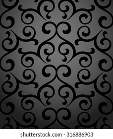 Floral pattern. Wallpaper baroque, damask. Seamless vector background. Black  ornament