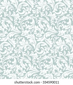 Floral pattern. Wallpaper baroque, damask. Seamless vector background. Blue and white ornament
