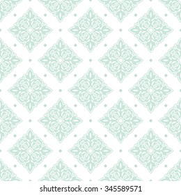 Floral pattern. Wallpaper baroque, damask. Seamless vector background. Blue and white ornament