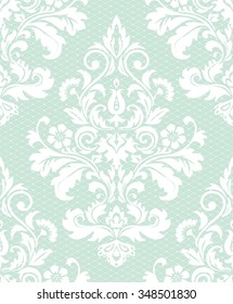 Floral pattern. Wallpaper baroque, damask. Seamless vector background. Blue and white ornament