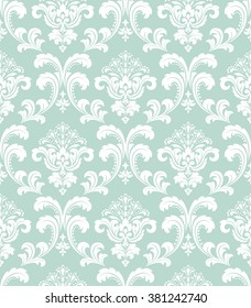 Floral pattern. Wallpaper baroque, damask. Seamless vector background. Blue and white ornament