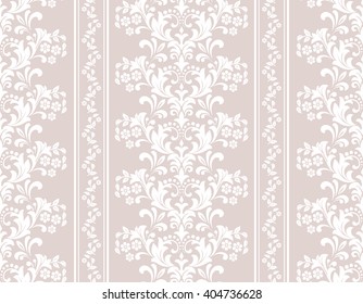 Floral pattern. Wallpaper baroque, damask. Seamless vector background. Pink and white ornament