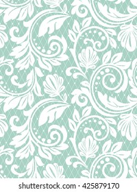 Floral pattern. Wallpaper baroque, damask. Seamless vector background. Blue and white ornament. Lace pattern.