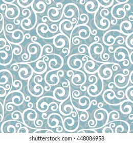 Floral pattern. Wallpaper baroque, damask. Seamless vector background. White and blue ornament. Stylish graphic pattern.