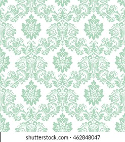 Floral pattern. Wallpaper baroque, damask. Seamless vector background.  Blue and white  ornament