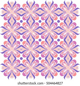 Floral pattern. Wallpaper baroque, damask. vector background. Purple and pink color