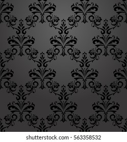 Floral pattern. Wallpaper baroque, damask. Seamless vector background.Black ornament. Graphic modern pattern.