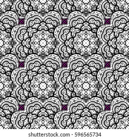 Floral pattern. Wallpaper baroque, damask. Seamless vector background. Grayen elements on magenta background. Stylish graphic pattern.