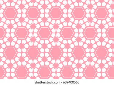 Floral pattern. Wallpaper baroque, damask. Seamless vector background. White and pink ornament.
