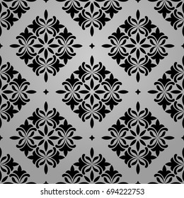 Floral pattern. Wallpaper baroque, damask. Seamless vector background.Black ornament. Graphic modern pattern.