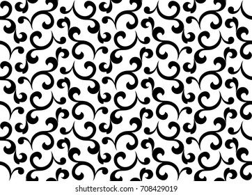 Floral pattern. Wallpaper baroque, damask. Seamless vector background. Black and white ornament. Graphic modern pattern.
