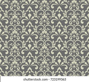Floral pattern. Wallpaper baroque, damask. Seamless vector background. Graphic grey modern pattern