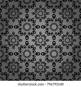 Floral pattern. Wallpaper baroque, damask. Seamless vector background. Black ornament	
