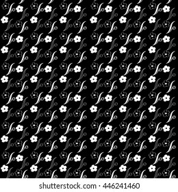 Floral pattern. Wallpaper baroque, Seamless vector background, black & white