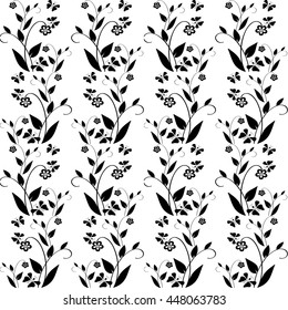 Floral pattern. Wallpaper baroque, Seamless vector background, black & white