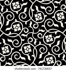 Floral pattern. Wallpaper baroque swirly ornament Seamless vector background. Graphic modern pattern.